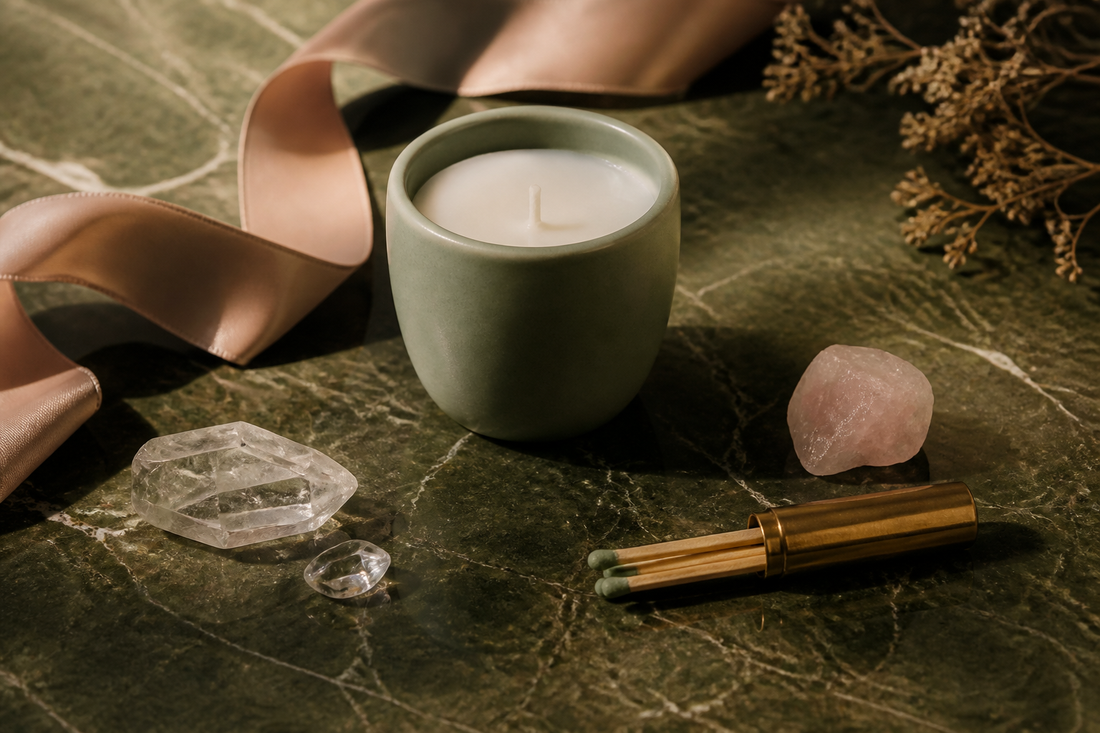 Candle, quartz, and silk — name what you are calling in