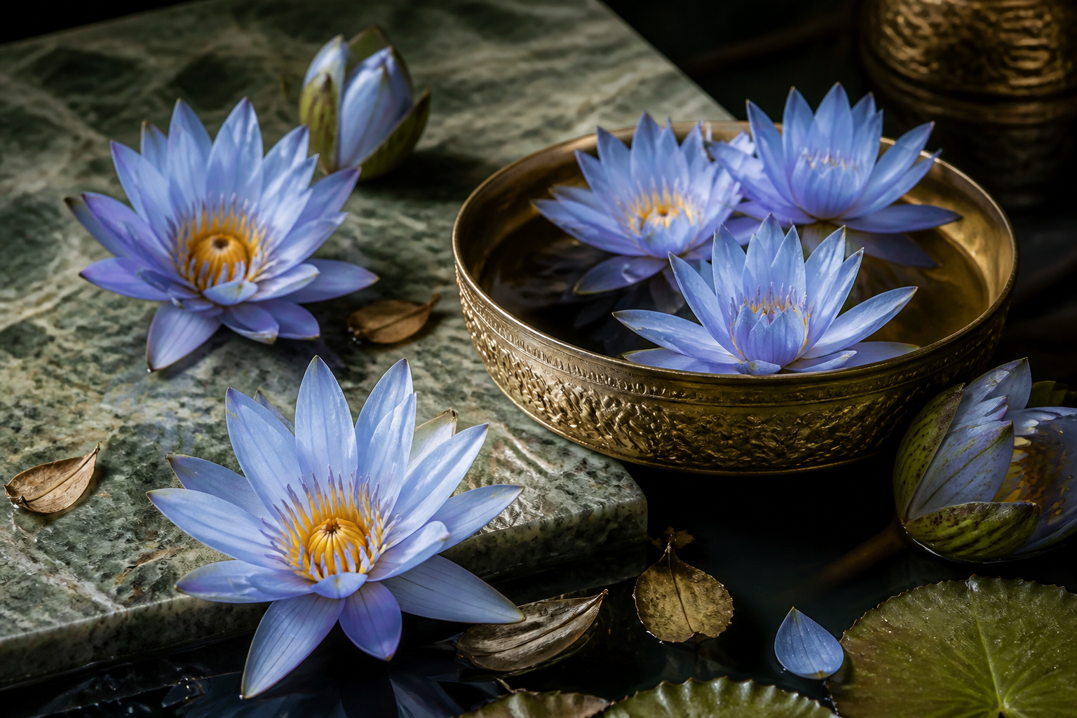 Dried blue lotus flowers