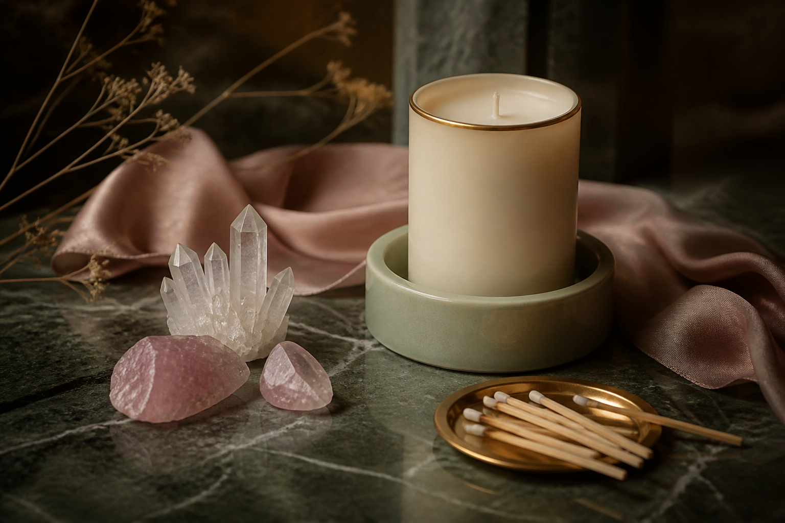 Manifestation candle and crystal set